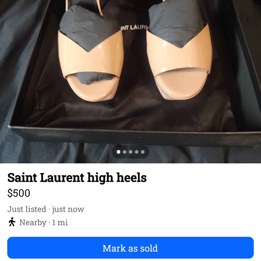 Saint Laurent Tan and Black Elegant Heels - Picture 2 of 4